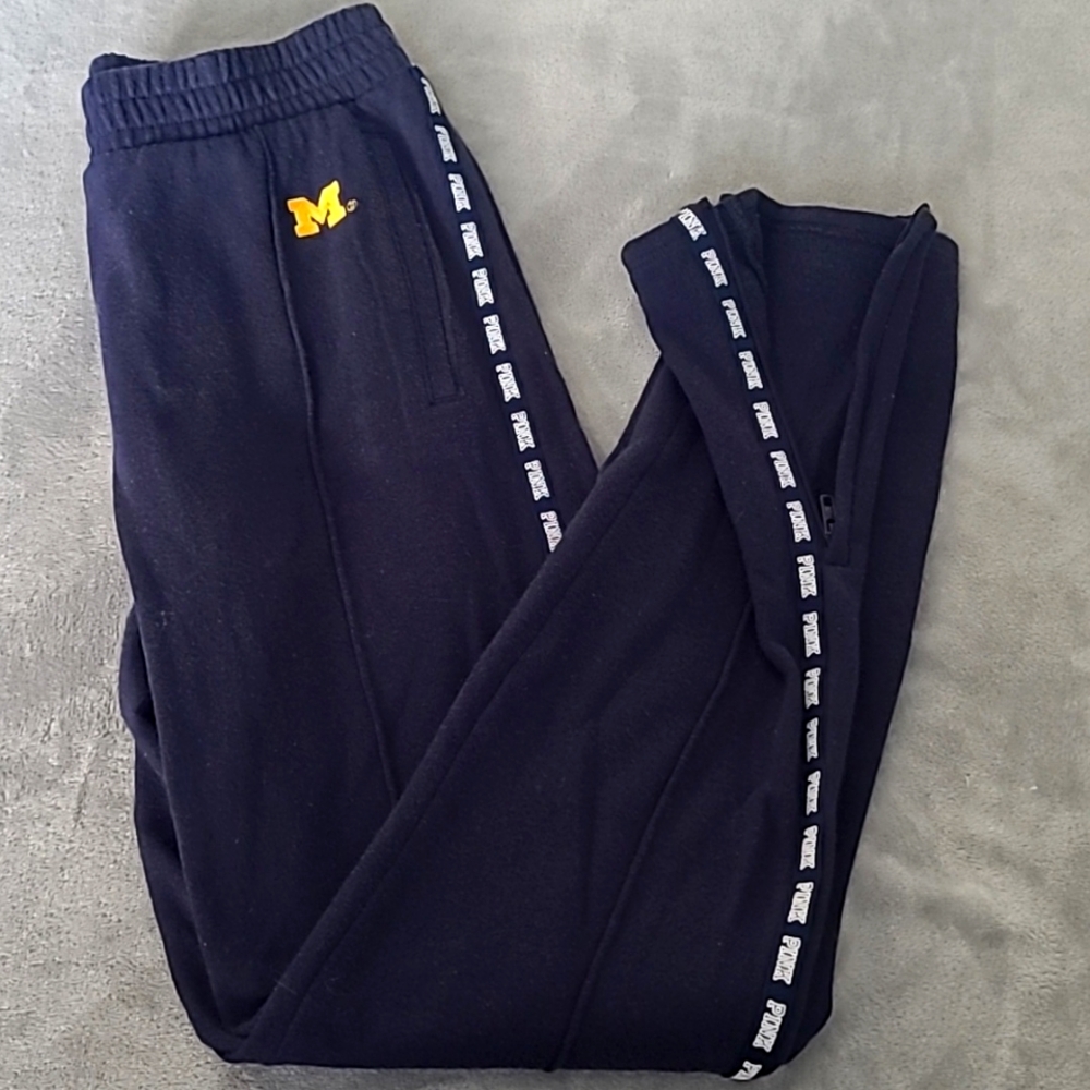 2 piece PINK brand MICHIGAN Sequin backed jogger set